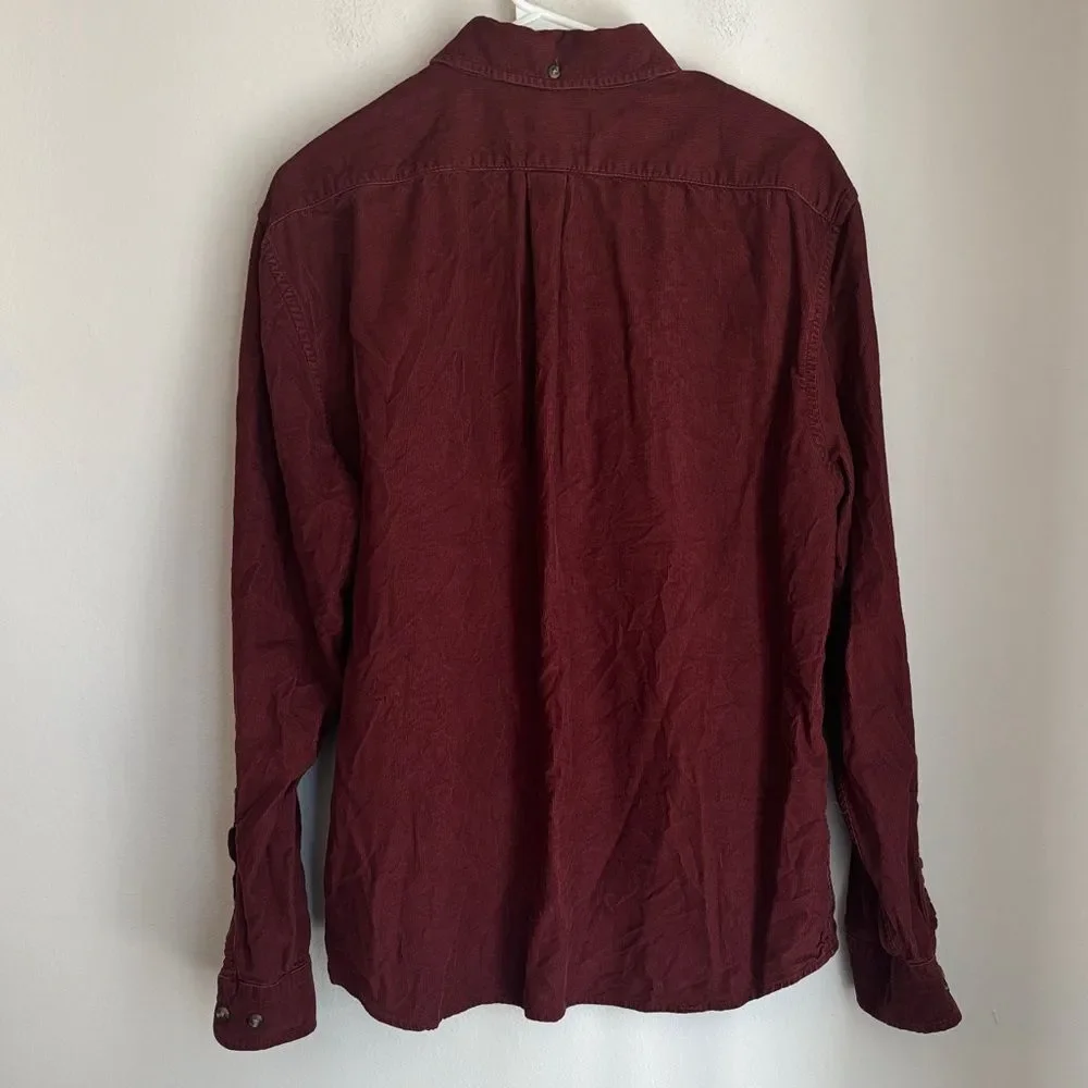 Banana Republic Men's corduroy Button-Down Shirt Deep Wine red long sleeve large